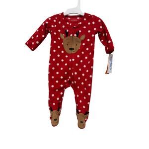 NWT Carters Pajamas red white Reindeer 3 month
